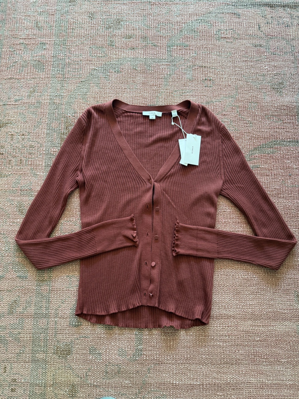 Vince Women's Rust Ribbed Sweater size S